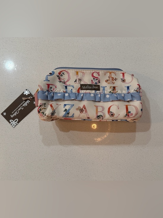 Matilda Jane Handbags - Matilda Jane Alphabet Pencil or  Cosmetic Pouch with Light Blue Ruffle NWT